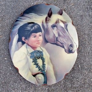 VTG Western Decor Wall Hanging, Native American Indian Navajo Indian Girl